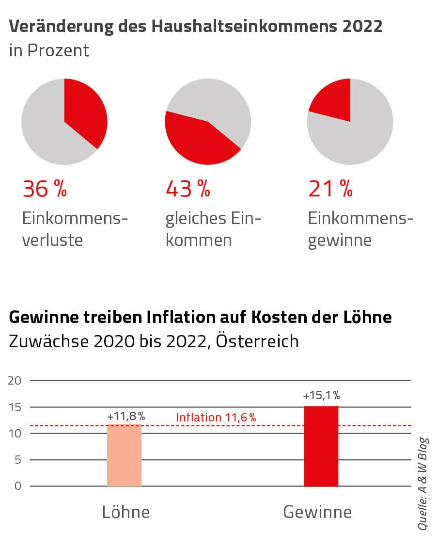 Grafik Haushaltseinkommen und Gewinne © AK Niederösterreich