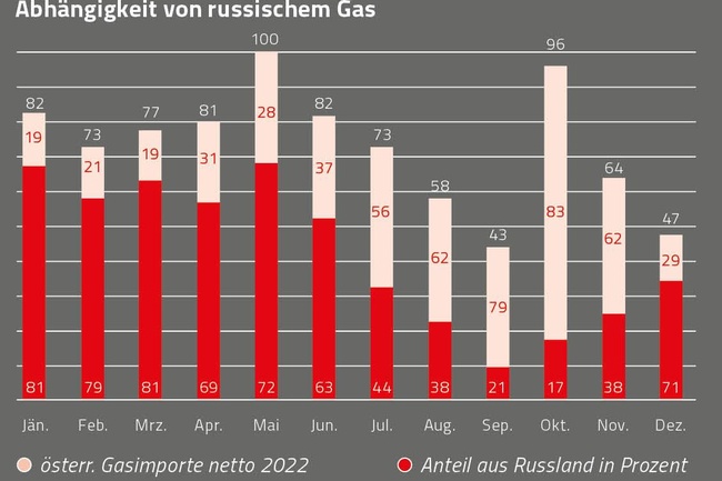 Grafik Gasimporte Österreich © AK Niederösterreich